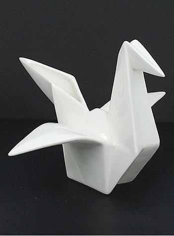 Origami crane vase Ceramic Origami, Neal Caffery, Vase Origami, Origami Vase, Sourpuss Clothing, Cody Foster, Blue Q, Crane Bird, Bird Theme