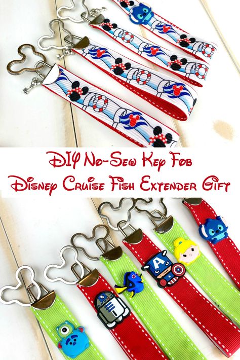 DIY No-Sew Key Fob - Disney Cruise Fish Extender Gift - Life. Family. Joy Disney Art Diy, Disney Cruise Fish Extender Gifts, Disney Halloween Cruise, Disney Wonder Cruise, Disney Cruise Fish Extender, Disney Cruise Door, Disney Diy Crafts, Fe Gifts, Fish Extender Gifts