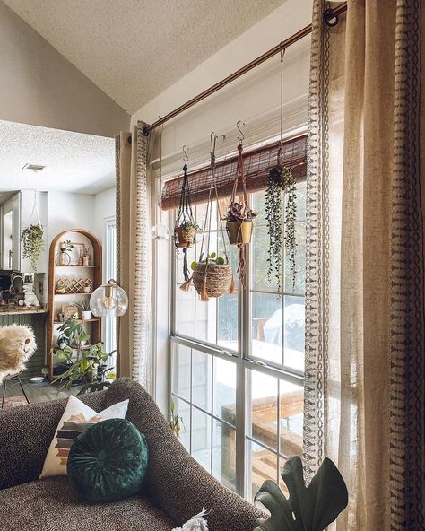 Boho Double Curtains, Farmhouse Boho Curtains, Modern Boho Window Treatments, Curtains Boho Living Room, Boho White Curtains, Boho Living Room Window Treatments, Small Window Curtain Ideas Living Room, Boho Kitchen Window Treatments, Diy Boho Curtains Bedroom