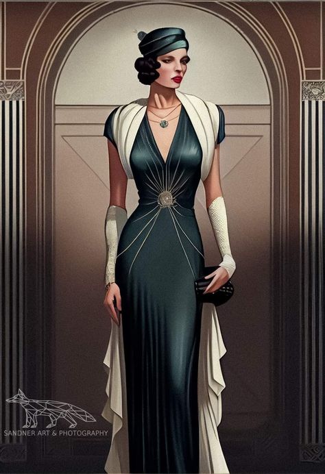 Decopunk Fashion, Jack Vetriano, Art Deco Women, Active Style, Art Deco Artwork, Deco Fashion, Roaring 20's, Roaring 20s, Art Deco Period