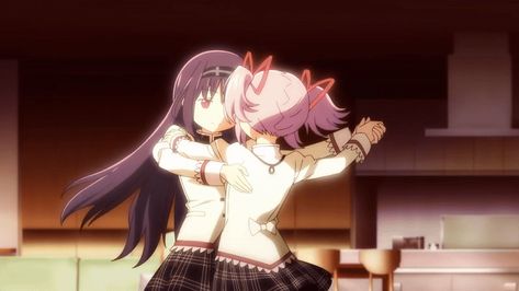 Madoka Gif Banner, Homura Banner Gif, Kiss Banner Discord, Magic Madoka Matching Pfps, Madoka Magica Trio Pfp, Madoka Magica Gif Banner, Homumado Matching Icons, Madoka Video, Madoka And Homura Gif