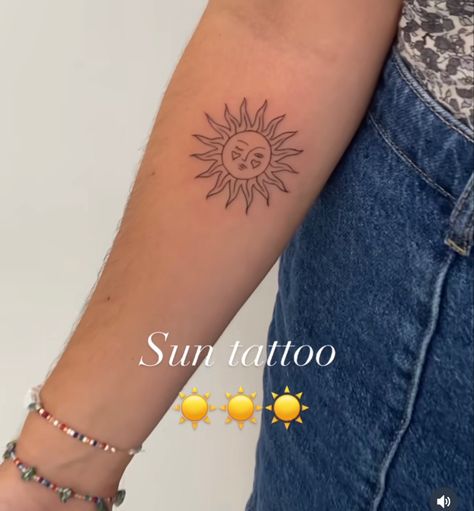 Sun Tattoo With Face, Sun With Face Tattoo, Sunny Tattoo, Coastal Tattoos, Sun With Face, Moon Sun Tattoo, Sunny Vibes, Sibling Tattoos, Mini Tattoo