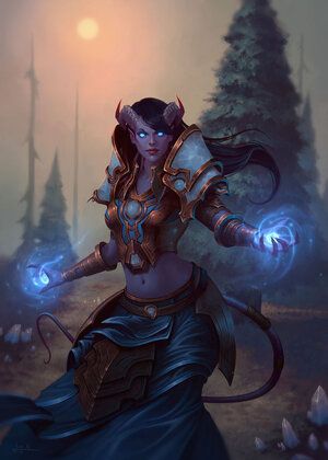 Draenei Female, Tiefling Warlock, Tiefling Female, Female Wizard, Warcraft Art, Forest Hills, Wow Art, Arte Fantasy, Fantasy Rpg