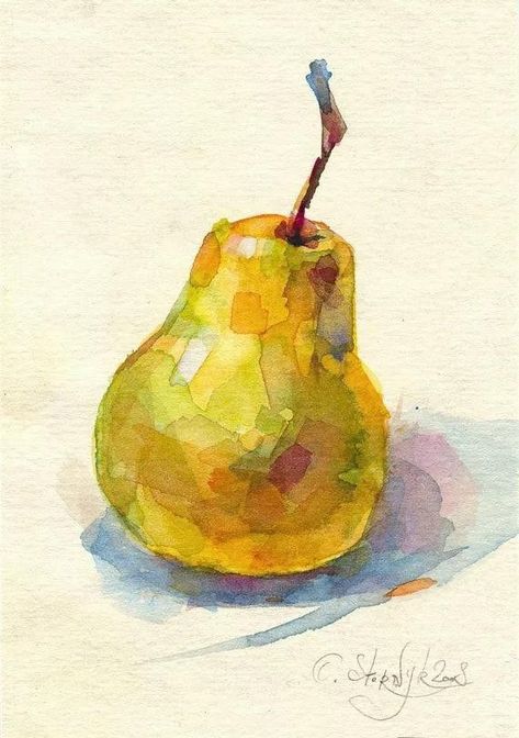 Pear Painting, Painting Fruit, Pear Art, Art For Kitchen, Fruits Drawing, Watercolor Fruit, Watercolor Projects, Loose Watercolor, Watercolor Sketchbook