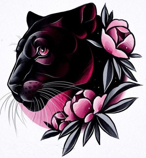 Hase Tattoos, Black Panther Tattoo, Tier Tattoo, Panther Tattoo, Healing Tattoo, Traditional Tattoo Design, Tattoo Flash Art, Tiger Tattoo, Old School Tattoo