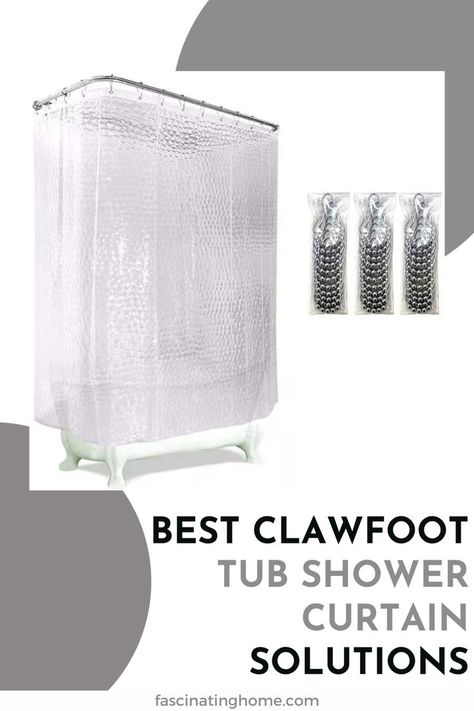 Clawfoot tub shower curtain solutions add privacy to your nightly soak. But no ordinary curtain will do. You need one that surrounds the tub. #clawfoottubshowercurtain #showercurtainforclawfoottub #showercurtain #clawfoottub Claw Tub Shower Curtain, Shower Curtains For Clawfoot Tubs, Tub Shower Curtain, Curtain Solutions, Clawfoot Tub Shower Curtain, Claw Tubs, Mermaid Bathroom Decor, Clawfoot Tub Shower, Coastal Farmhouse Decor