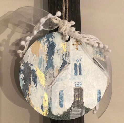 Nativity Ornaments Diy, Dance Cookies, Painted Churches, Christian Ornaments, Painted Ornament, Religious Crafts, Christian Crafts, Painted Christmas Ornaments, Secret Santa Gift