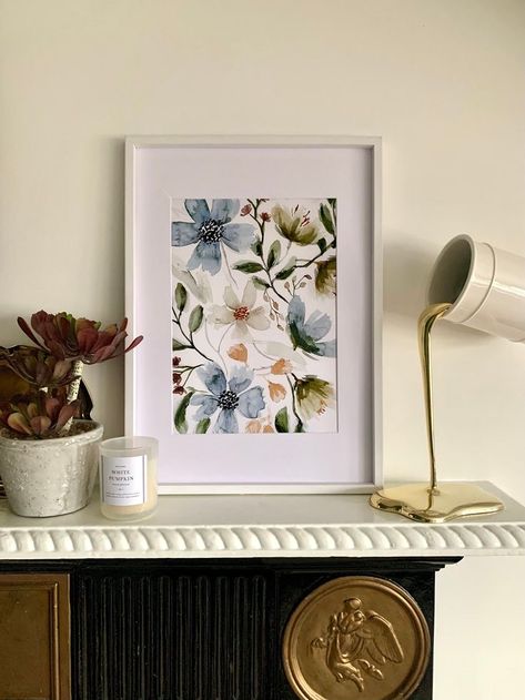 Watercolour Abstract Art, Blue Floral Art, Art Mothers Day, Watercolor Frame, Watercolor Flower Prints, Flowers Unique, Flowers Heart, Floral Watercolor Paintings, Watercolour Flowers