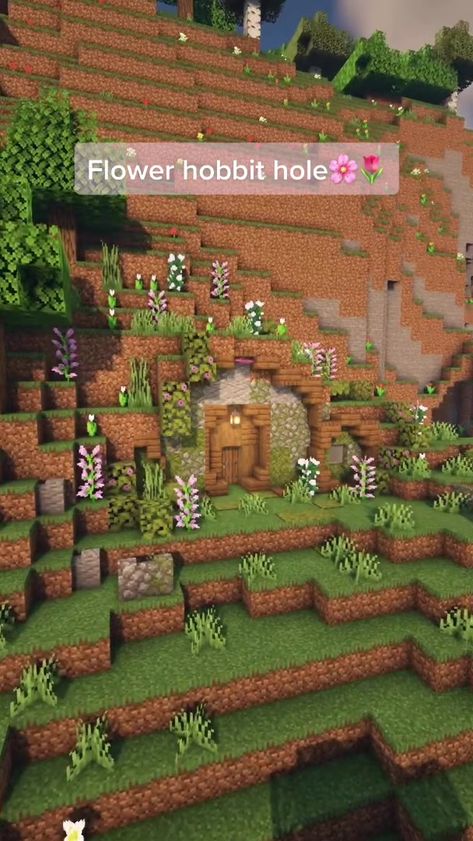 #minecraftcottagecore Hashtag Videos on TikTok Hobbit Home Minecraft, Cute Minecraft Farm Ideas, Hobbit House Minecraft, Cute Minecraft Houses Cottage, Cute Minecraft Ideas, Minecraft Beautiful House, Cute Minecraft Cottage, Minecraft Ideas Aesthetic, Minecraft Hobbit Hole