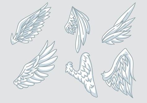 White Angel Wings With Golden Halo - Download Free Vectors, Clipart Graphics & Vector Art Angel Wings Side View Drawing, Falling Wings Drawing, Chibi Angel Wings, Anime Wings Reference, Angel Ears Drawing, Ear Wings Drawing, Wings On Head Drawing, Wing Ears Drawing, Drawing Reference Poses Wings