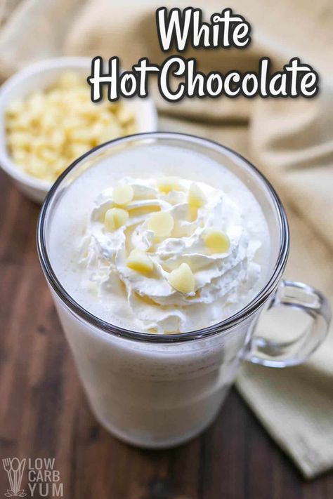 Keto White Hot Chocolate, Keto Beverages, White Hot Chocolate Recipe, Thm Drinks, Healthy Beverages, Keto Guide, Keto Cocktails, Keto Drinks, Keto Diets