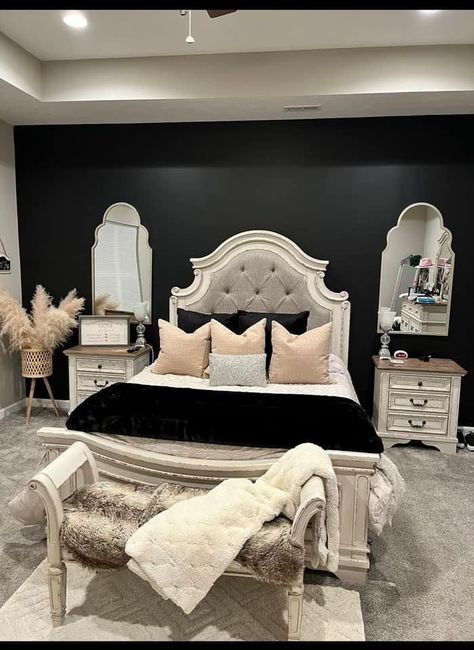 Moody French Country Bedroom, Glam Bedroom Decor, Glam Bedroom, Pantry Storage Cabinet, Classy Bedroom, French Country Bedrooms, Makeover Bedroom, Country Bedroom, Room Makeover Bedroom