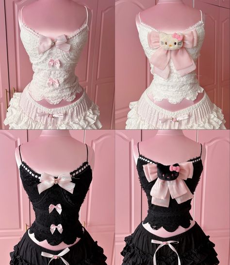 Is that why?🤔🤔🤔 Promotion extended for 24 Hours!! 🎀🎁💝 Free Shipping 🎁+ Free HELLO KITTY handbag 💕 (pink/blue) for your Order on US$55+ Free worldwide shipping on orders over US$50 ✈️ Hello Kitty Outfit Aesthetic, Ouchhh Store, Hello Kitty Halloween Costume, Hello Kitty Costume, Ribbon Corset, Hello Kitty Handbags, Jacket And Skirt Set, Princess Kitty, Aesthetic Goth