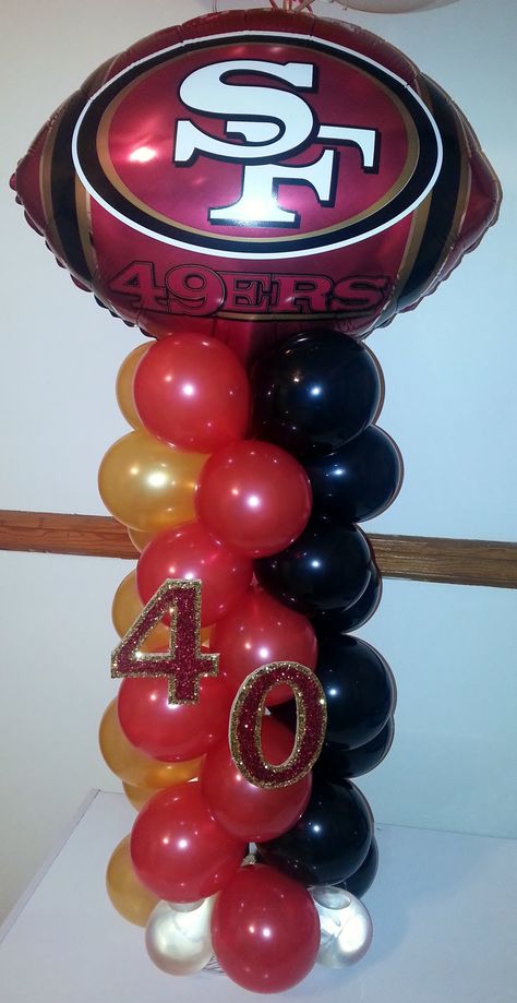 49ners Birthday Ideas, 49ers Birthday Party Decorations Football Themes, Niners Party Decorations, Nfl Party Ideas Decor, 49er Party Decorations, 49er Party Ideas, 49er Birthday Party Ideas, 49ers Party Ideas, Nfl Birthday Party Ideas