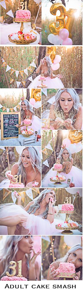 Adult Cake Smash Session for Golden Birthday. 31 on the 31st, by Sunshyne Pix Birthday Cake For Adults, Adult Cake Smash, 30th Birthday Bash, 21st Birthday Photoshoot, Turning 40, Adult Birthday Cakes, 31st Birthday, 30th Bday, Dirty 30