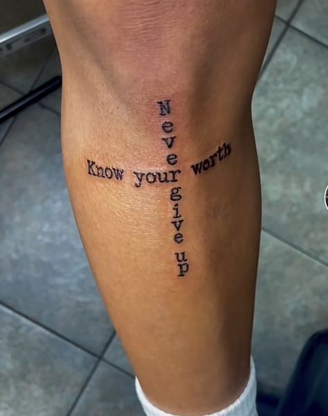 Happiness Everything Tattoo, Faith Men Tattoo, A Man Who Stands For Nothing Tattoo, Tattoo Ideas On Leg Men, Leg Tattoo Men Quote, Man Tattoo Ideas Leg, Powerful Meaning Tattoos Men, Tattoo Ideas Perseverance, Tatoos Men Hand Ideas Simple