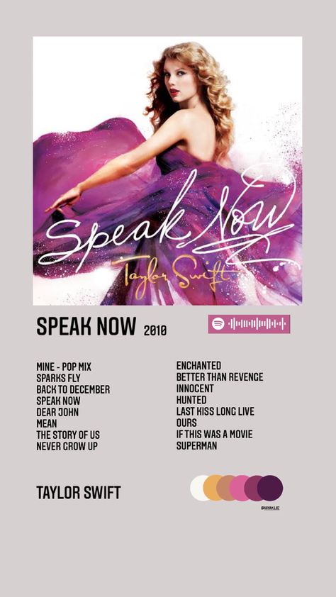 Taylor Swift Eras Tour Poster Template, Album Covers With Songs, Vintage Coquette Bedroom, Superman Taylor Swift, Taylor Swift Songs List, Speak Now Collage, Taylor Swift Speak Now Aesthetic, Taylor Swift Album Covers, Taylor Swift Room Decor