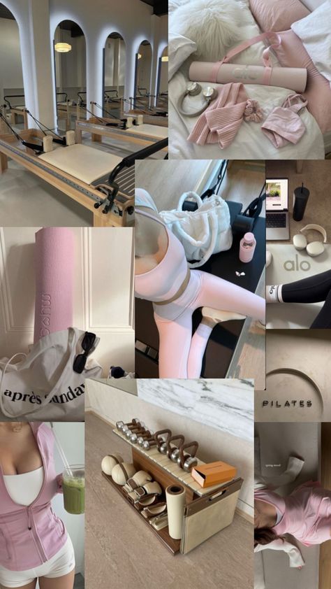 #moodboard #pilates #pink #wellness #aloyoga #workout Pilates Wife Aesthetic, Pilates Aesthetic Collage, Pilates Vision Board, Pilates Body Inspiration, Pilates Board, Wellness Girlie, Almond Daughter, Home Pilates Studio, Pilates Motivation