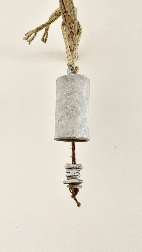 Ceramic bell. Handcrafted in my studio Stoneware fired white at 1150 degrees Height: approx. 13.5 cm Diameter: approx. 7.5 cm Ceramic Mobile, Ceramic Bells, Circular Art, Kids Clay, Ceramic Bell, Design Wall, Ceramic Decor, Clay Projects, Handmade Ceramic