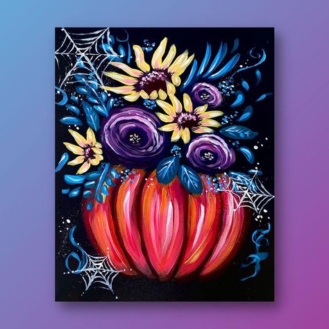 Diy Canvas Painting Easy, Pumpkin Canvas Painting, Fancy Painting, Shake Ideas, Diy Acrylic Painting, Bookbinding Ideas, Halloween Canvas Paintings, Halloween Canvas Art, Fall Paintings