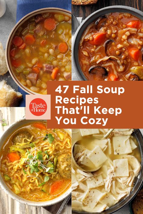 Taste Of Home Soups, Warm Soup Recipes, Simple Family Meals, Comfort Soup Recipes, Fall Soup, Healthy Soups, Fall Soup Recipes, Homemade Soup Recipe, Fall Recipes Healthy