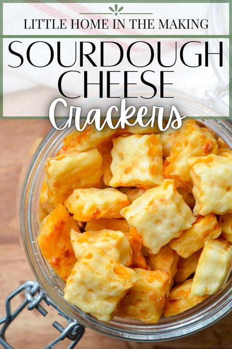 If you're looking for an easy sourdough discard recipe, you'll love this simple no-rise recipe for sourdough discard cheese crackers. This sourdough crackers recipe is made with cheddar cheese, butter, flour, sourdough discard and buttermilk. A tangy, addictive cracker is the result. Perfect for serving with your favorite cozy Fall and Winter soups! Sourdough Cheese Straws, Discard Cheese Crackers, Cheese Cracker Recipe, Savoury Crackers, Cheddar Crackers, Mustard Powder, Sourdough Starter Discard Recipe, Sourdough Starter Recipe, Homemade Crackers