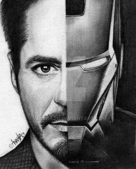 Tony Stark/ Iron Man by Mannaz11 Avengers Painting, Iron Man Drawing, Marvel Art Drawings, Avengers Drawings, Marvel Tattoos, Iron Man Art, Portraiture Art, Marvel Drawings, Portraiture Drawing