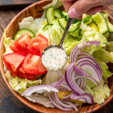 This Creamy Italian Dressing recipe is better than anything in a bottle! Loaded with flavor from herbs, red wine vinegar, mayonnaise, and Parmigiano Reggiano, it's the perfect dressing for your favorite garden salads! Creamy Italian Dressing Recipe, Red Wine Vinegar Salad Dressing, Homemade Creamy Italian Dressing, Receipt Maker, Garden Salads, Italian Dressing Recipe, Creamy Italian Dressing, Feast Recipes, Italian Dressing Recipes