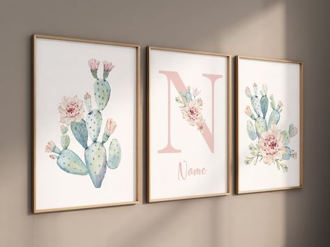 Cactus nursery print, Floral cactus wall art nursery, cactus nursery decor, nursery decor girl, Flower cactus nursery decor, cactus nursery Cactus Nursery, Flower Cactus, Cactus Poster, Nursery Frames, Cactus Wall, Cactus Wall Art, Girl Flower, Star Nursery, Wall Art Nursery