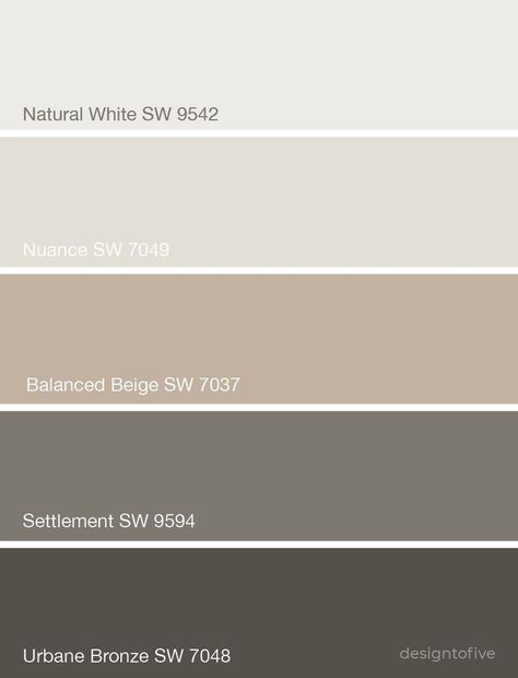 Sherwin Williams - Urbane Bronze SW 7048- Neutral and Earthy Paint Color Ideas Behr Bronze Paint Colors, Natural Brown Paint Colors, Sw Settlement Paint, Settlement Sherwin Williams, Grayish Brown Paint Colors, Balanced Beige Color Scheme, Light Brown Paint Colors, Urbane Bronze Coordinating Colors, Mocha Paint Colors