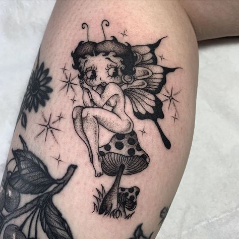 Betty Tattoo, Butterfly Tattoos Images, Betty Boop Tattoos, Cute Thigh Tattoos, Planet Tattoos, Fire Tattoo, Red Ink Tattoos, Dope Tattoos For Women, Stylist Tattoos