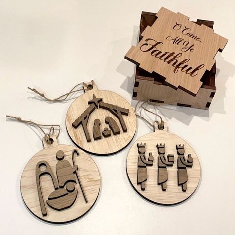 Dive into DIY nativity crafts, from wood slice ornaments to laser cut sets. Celebrate the true meaning of Christmas with these meaningful projects that bring the nativity scene to life. Wood Slice Ornaments, The Christmas Story, Diy Nativity, Laser Cut Wood Crafts, Nativity Christmas, Christmas Tale, Nativity Ornaments, The Nativity, Nativity Crafts