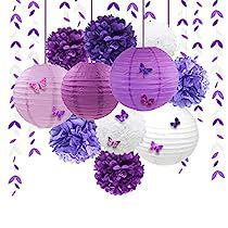 Lavender Party Decorations, Purple Butterfly Party, Lavender Party, Lanterns With Flowers, Purple Party Decorations, White Party Decorations, Paper Lantern Decor, Butterfly Stickers, Butterfly Birthday Party