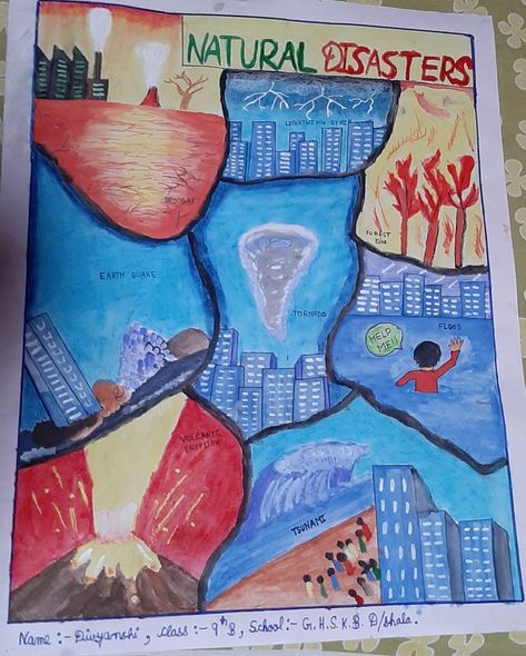 Natural Calamities Poster, Natural Disasters Poster, Disaster Poster, Natural Disasters Art, Natural Disaster, Creative Posters, Poster Board, Natural Disasters, Poster Making