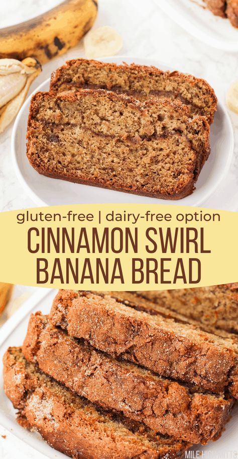 Dairy Free Banana Bread, Cinnamon Swirl Banana Bread, Gluten Free Banana Bread Recipe, Dairy Free Bread, Cinnamon Banana Bread, Cinnamon Swirl Bread, Bread Maker Recipes, Gluten Free Banana Bread, Gluten Free Banana