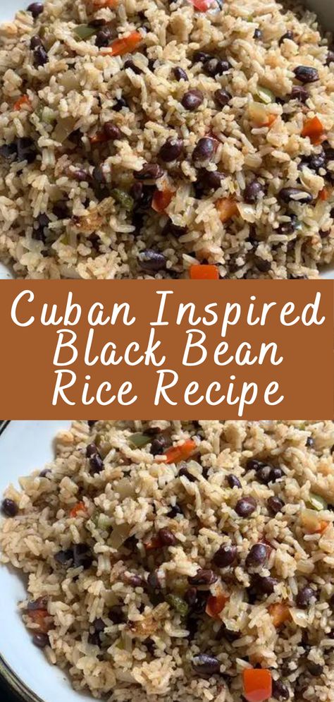 Cuban Inspired Black Bean Rice Recipe | Cheff Recipes Sweet Potato Black Beans And Rice, Spanish Black Beans And Rice, Authentic Black Beans And Rice, Rice And Black Beans Recipe Simple, Black Beans And Rice Recipe Cuban, Cuban Black Bean Recipes, Cuban Rice And Beans Recipe, Black Bean Rice Recipe, Black Bean And Rice Recipes