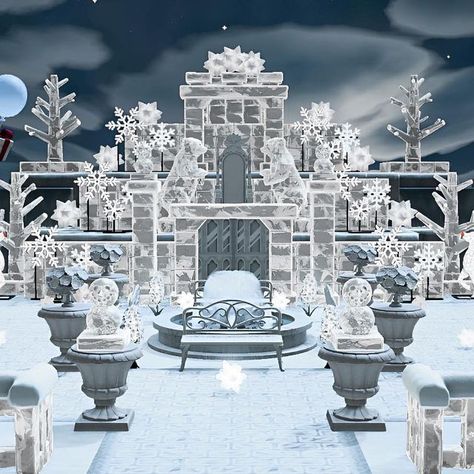 Michelle 👑 ACNH Addict on Instagram: "🧊Ice Castle🧊 Re-sharing this Ice Castle I built on Frostfell. This was such a fun build and my favorite on that island. Unfortunately, I overwrote the da with Arigatai so it’s currently closed to dreamers. I hope you all are having a great week. We are having a blast on vacation! #acnhbuilds #acnhexterior #acnhwinter #acnhinterior Animal crossing ACNH ice castle winter elegant build speedbuild new horizons nintendo mom gamer explore cozy" Acnh Elegantcore Winter, Acnh Ice Castle, Winter Wonderland Animal Crossing, Acnh Winter Wonderland Ideas, Acnh Winter Builds, Winter Acnh Island, Acnh Winter Island Ideas, Winter Island Acnh, Acnh Castle Designs