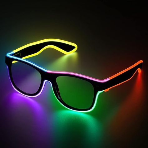 Amazon.com: YouRfocus Led Light up Glasses Multi-Color Glow in the Dark Glasses for Rave Party, EDM, Halloween.. (6 colors) : Clothing, Shoes & Jewelry Glow Glasses, Neon Glasses, Floor Accessories, Light Up Glasses, Glowing Glasses, Neon Accessories, Halloween 6, Rave Party, Dark Outfits