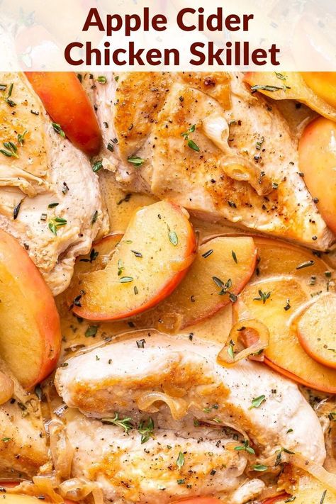 Apple Cider Chicken Skillet, Chicken And Apples Crockpot, Apple Bbq Chicken, Apple Recipes Dinner, Apple Cider Chicken, Fall Chicken Recipes, Cider Chicken, Pork Chops And Applesauce, Apple Chicken