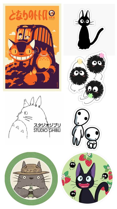 Ghibli Stickers Printable, Studio Ghibli Stickers Printable, Stickers Luna, Ghibli Stickers, Instagram Animation, Minimalist Icons, Stickers Printable, Cartoon Profile Pics, Journal Stickers