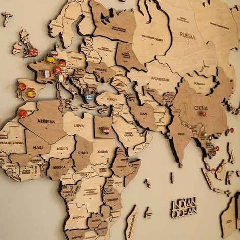 Map Of The World Art, Laser Home Decor, Aesthetic World Map Wallpaper, Wall Maps Decor, World Map For Wall, Diy World Map Wall Art, Map Decor Wall, 3d World Map, Cork World Map