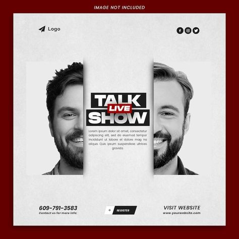 Podcast talk show social media post temp... | Premium Psd #Freepik #psd #conference #seminar #meeting #discussion Social Media Workshop, Free Social Media Templates, Digital Advertising Design, Banner Design Layout, Social Media Branding Design, Poster Template Design, Menu Design Template, Social Media Post Template, Graphic Design Flyer