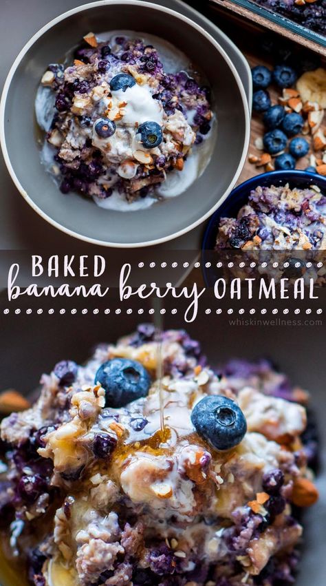 Baked Oatmeal Recipes Healthy, Berry Oatmeal, Baked Oatmeal Healthy, Baked Oatmeal Cups, Healthy Food Menu, Baked Oatmeal Recipes, Healthy Baked, Healthy Oatmeal, Baked Banana