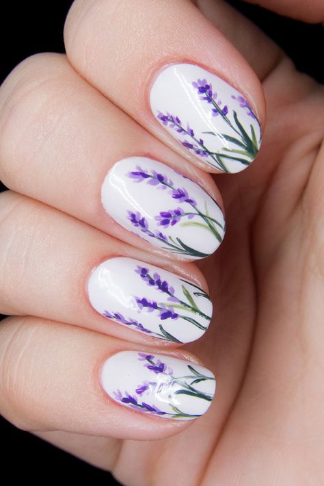 Perfect Bridal Nails Art Designs ❤ See more: http://www.weddingforward.com/bridal-nails/ #weddingforward #bride #bridal #wedding Nail Art Fleur, Bridal Manicure, Wedding Nail Art Design, Bridal Nail Art, Lavender Nails, New Nail Designs, Smink Inspiration, Flower Nail Designs, Wedding Nails Design