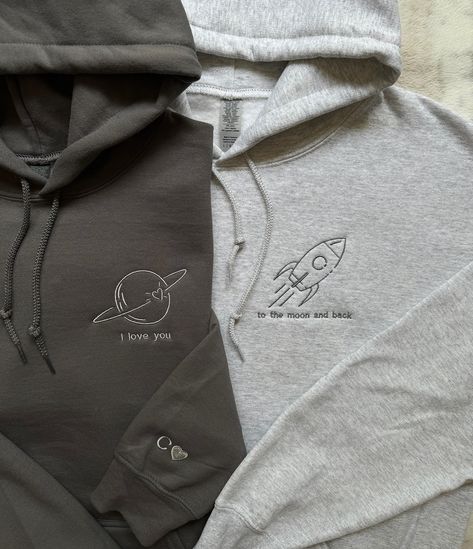 Cute Couple Hoodies, 3 Anniversary, Matching Hoodies For Couples, Matching Hoodies, Bf Gifts, I Love My Girlfriend, Matching Couple Outfits, Couples Hoodies, Embroidered Bag