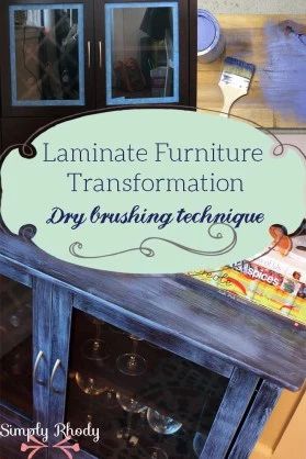 Target Cabinet Makeover: How to Dry Brush Laminate Furniture Target Cabinet, Laminate Furniture Makeover, Laminate Bedroom, Dry Brushing Technique, Pallet Furniture Shelves, How To Dry Brush, Distressing Furniture, Brushing Technique, Redoing Furniture