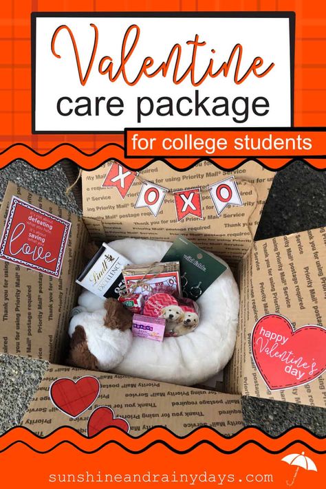 Get your Valentine Care Package For College Students Printables here! Your College Valentine will appreciate the effort you put into making Valentine's Day special for them! Valentine Care Package Ideas | Valentine Care Package College | College Valentine Boxes | College Valentines Day Care Package | College Valentine Ideas | #Valentines #SARD College Daughter, Valentines Day Care Package, Student Valentines, College Ready, Valentine Printables, Valentine Boxes, Valentines Box, College Supplies, Valentine Diy