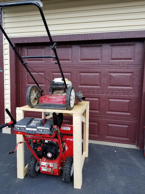 Snow Blower Shed Snowblower Storage, Storage Garage Organization, Garage Workshop Layout, Garage Racking, Diy Garage Gym, Garage Storage Inspiration, Diy Garage Storage Cabinets, Lawn Mower Storage, Garage Organisation