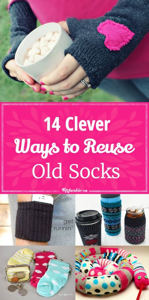 14 Clever Ways to Reuse Old Socks via @tipjunkie Reuse Old Clothes, Recycle Old Clothes, Diy Recycled Projects, Upcycle Clothes Diy, Diy Socks, Sock Crafts, Diy Projects For Kids, Kleidung Diy, Recycled Projects