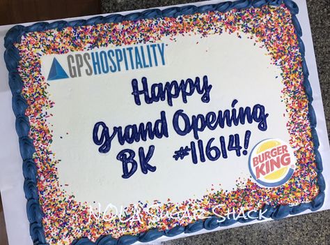 Burger King GPS Hospitality Grand Opening Sheet Cake by NOLA Sugar Shack Grand Opening Cake Ideas, Grand Opening Cake, Decorating Frosting, Sugar Shack, Cake Decorating Frosting, Sheet Cake, Burger King, Grand Opening, Pregnancy Photos